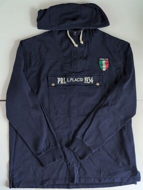 Ralph Lauren Vintage Style Navy Italia Crest Pullover Hoodie